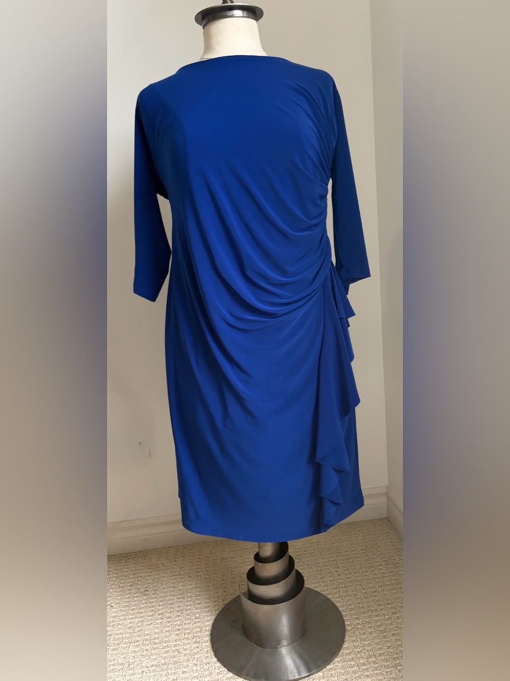 Frank Lyman Design Royal Blue Draped Midi Dress SIZE 16
